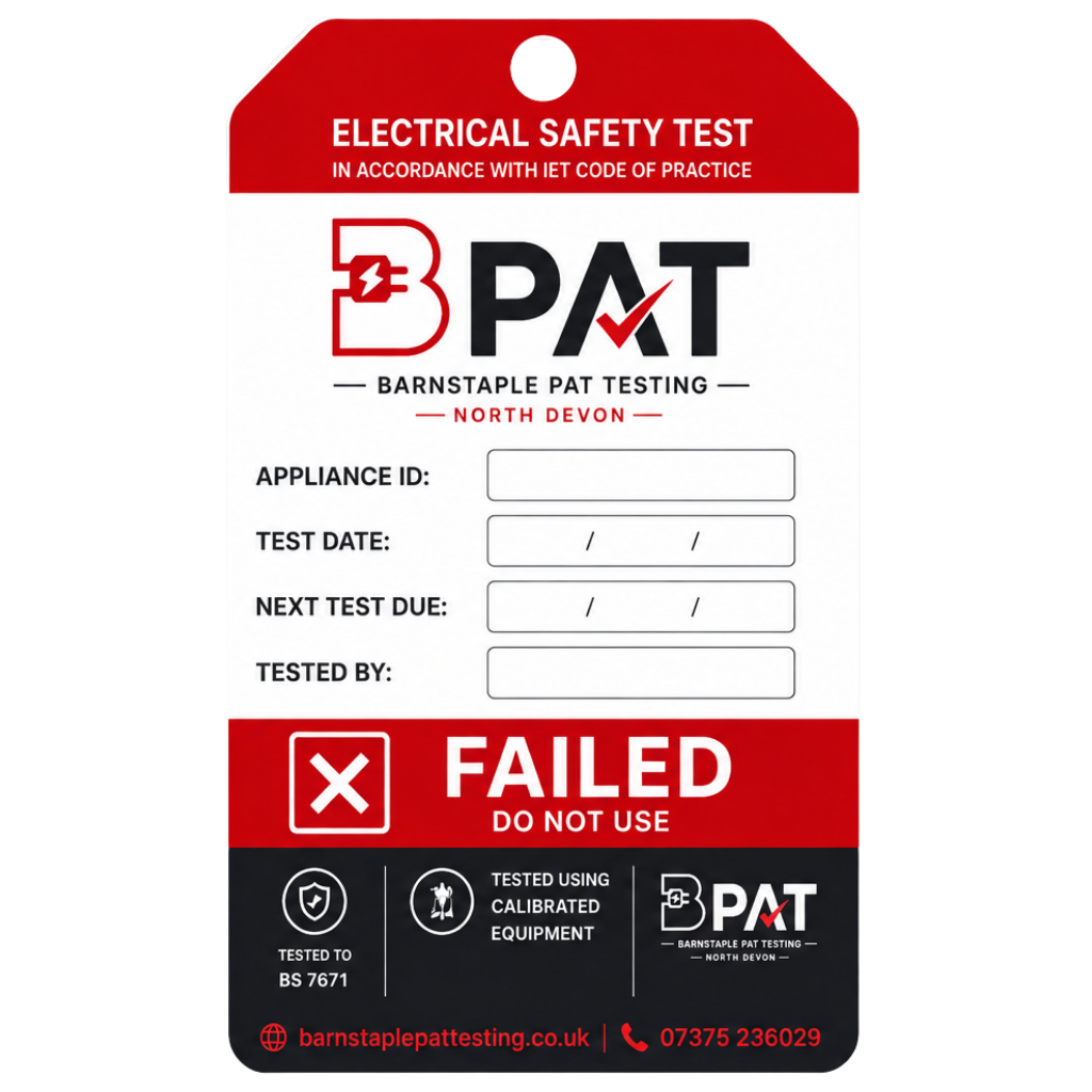 BPAT FAILED do not use hanging tag for appliances taken out of service